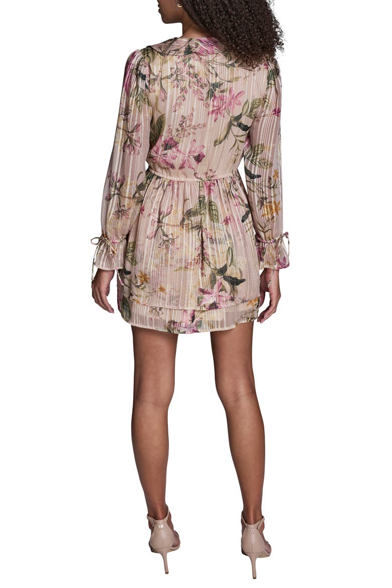 Floral Printed Chiffon Minidress, Alternate, color, SHELL MULTI