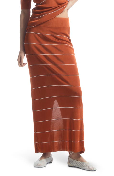 Stripe Knit Maxi Skirt