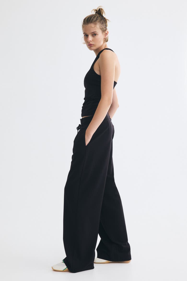 Pleated Tie-Belt Pants, Alternate, color, Black