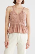 Lucky Brand Shirred Peplum Top