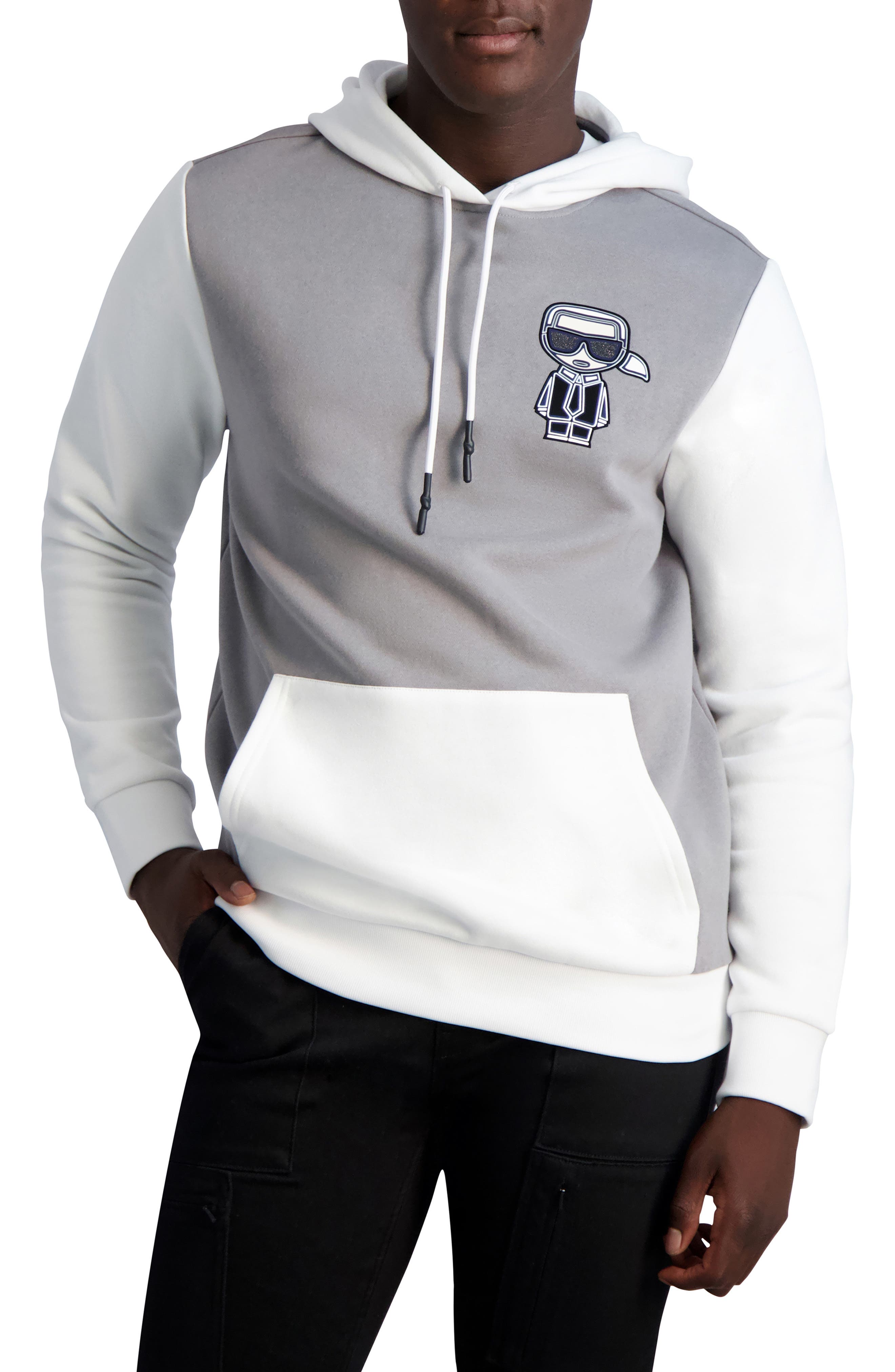 KARL LAGERFELD PARIS Colorblock Logo Graphic Hoodie (Men) | Nordstrom