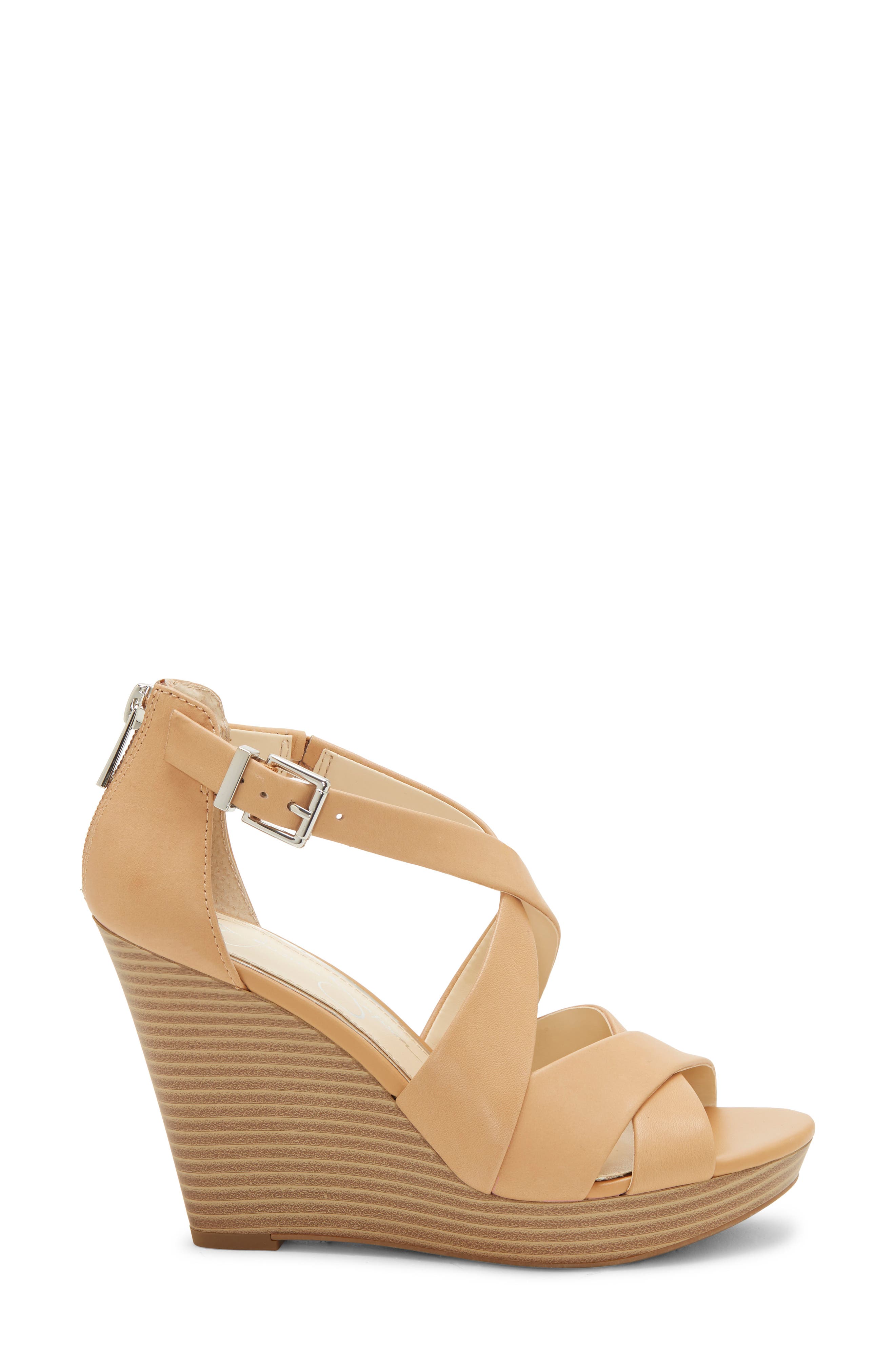 Jakayla Wedge Sandal, Alternate, color, BUFF