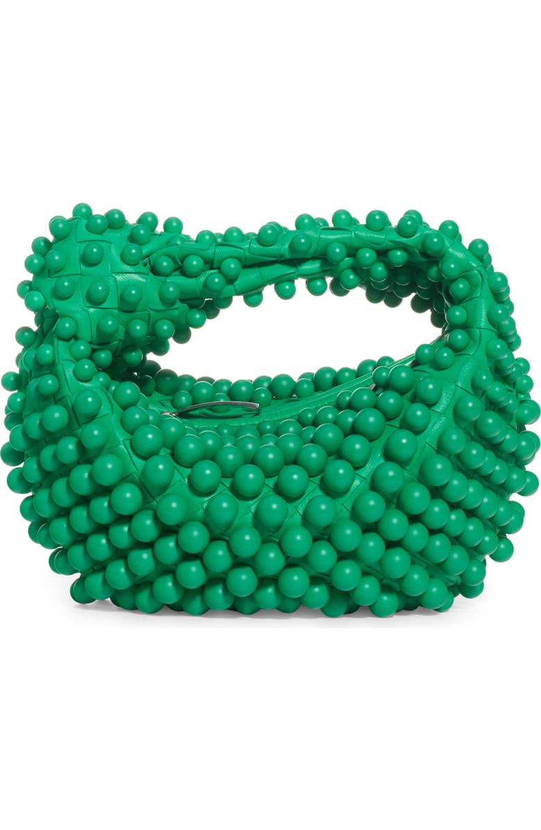 Bottega Veneta Mini Jodie Beaded Leather Hobo, Main, color, Parakeet-Silver