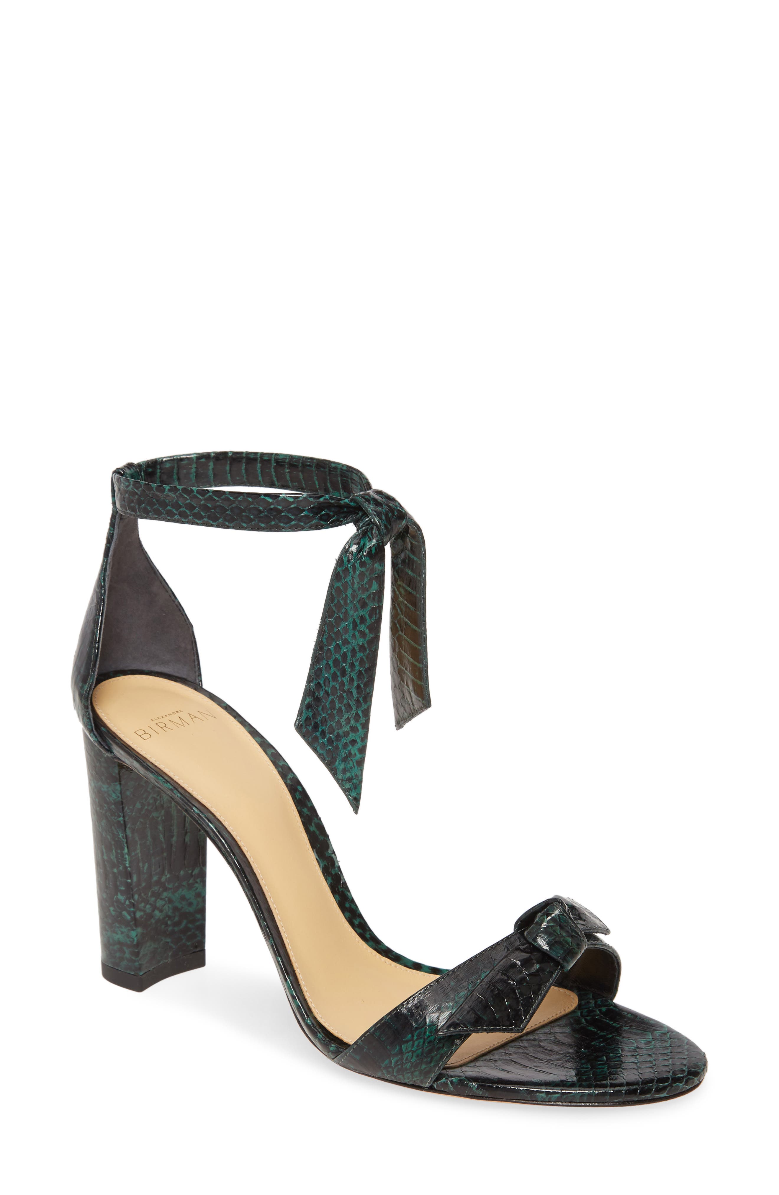 Alexandre Birman Clarita Block Genuine Snakeskin Ankle Tie Sandal, Main, color, 