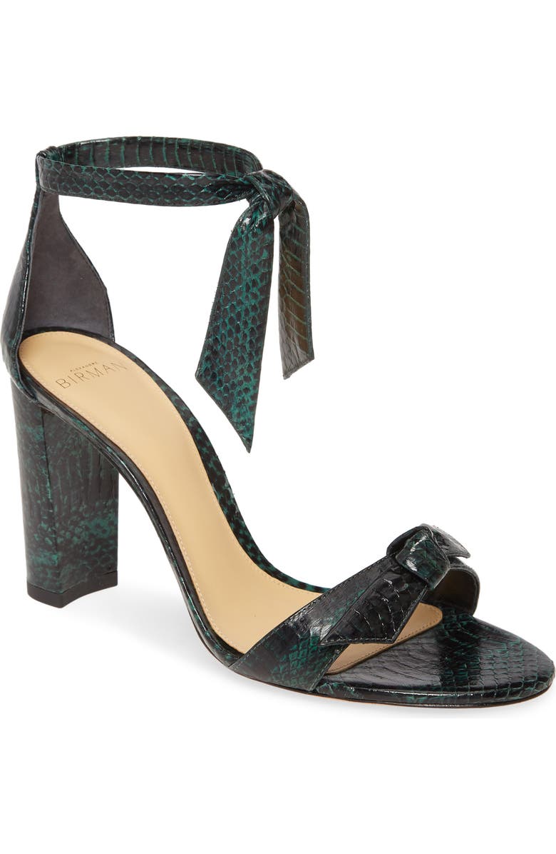Alexandre Birman Clarita Block Genuine Snakeskin Ankle Tie Sandal, Main, color,