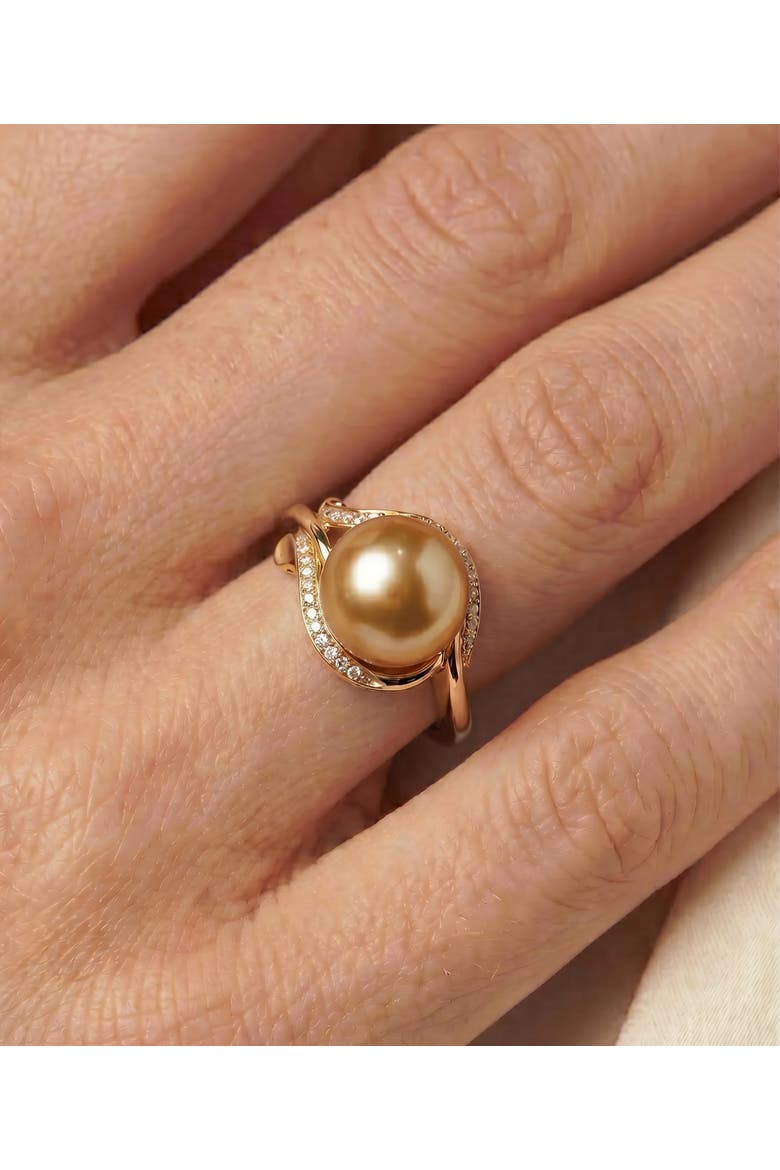 Golden Pearl & Diamond Willow Ring, Alternate, color, Yellow Gold