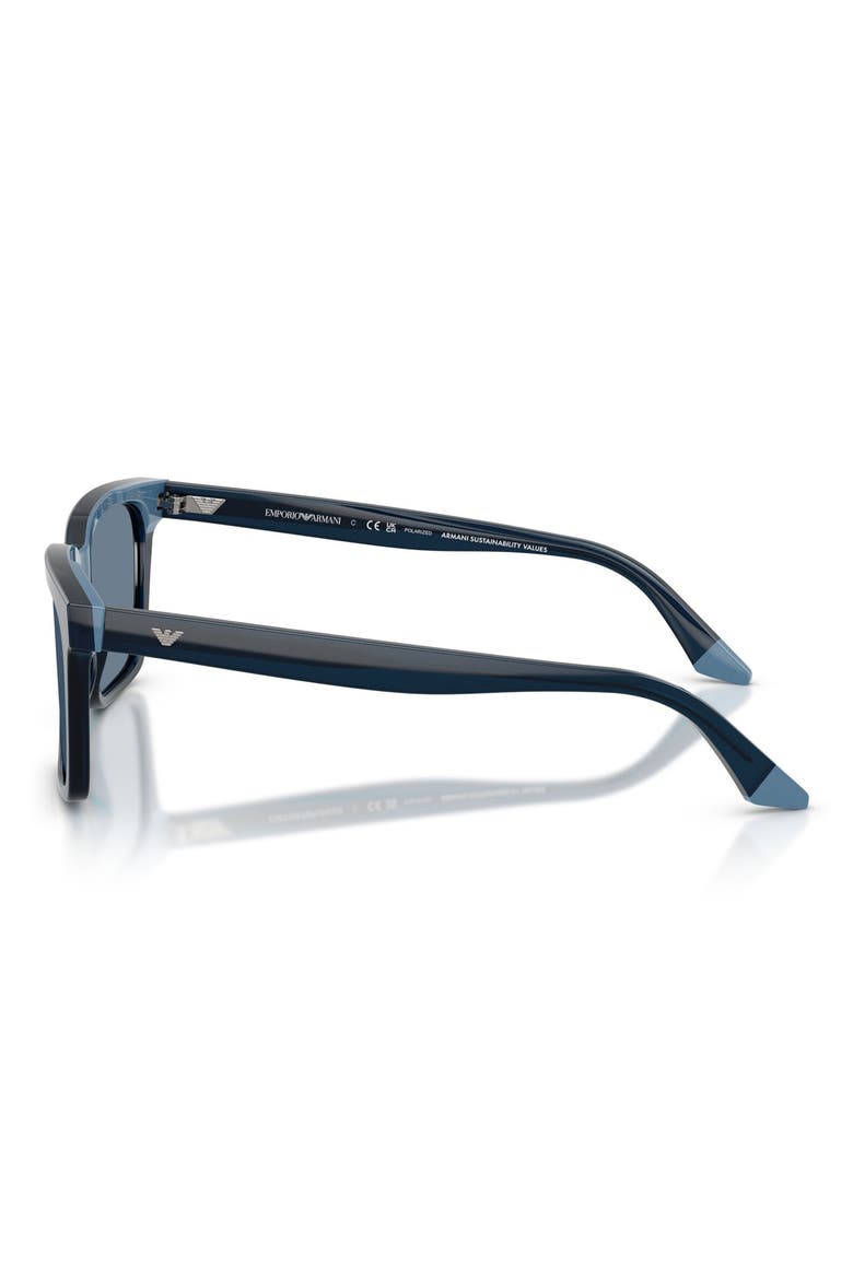 56mm Polarized Square Sunglasses, Alternate, color, SHINY OPAL BLUE/ BLUE POLAR