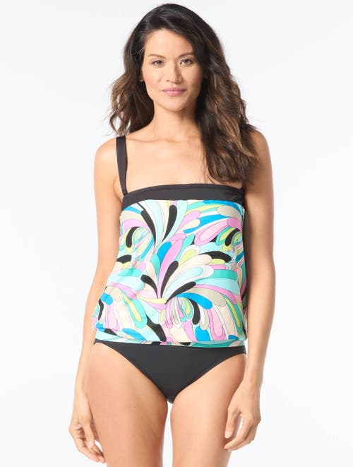 Coco Contours Bella Bra Sized Bandeau Blouson Tankini Top In Multi