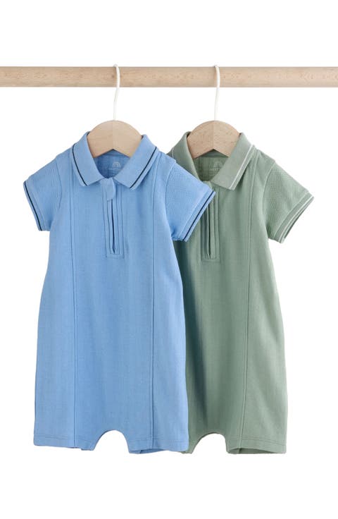Set of 2 Assorted Zip Polo Rompers (Baby)