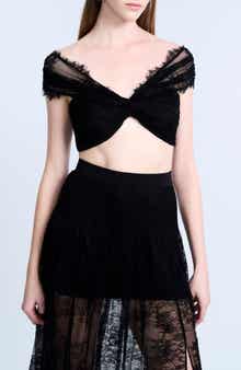 BCBGMAXAZRIA Twist Lace Crop Top