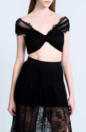 BCBGMAXAZRIA Twist Lace Crop Top