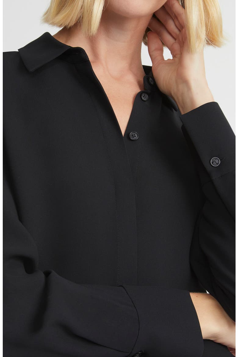 Scottie Silk Button-Up Blouse, Alternate, color, BLACK