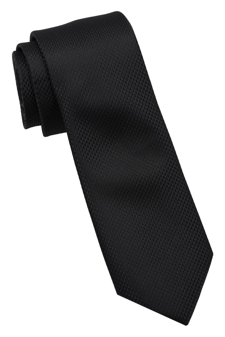 Textured Solid Tie, Main, color, BLACK