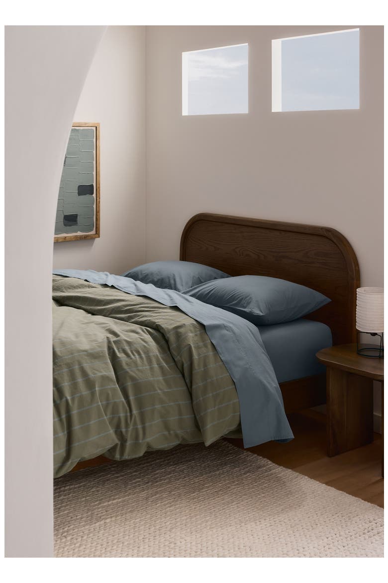 BRUSHED COTTON DUVET COVER, Alternate, color, MOSS/ WAVE
