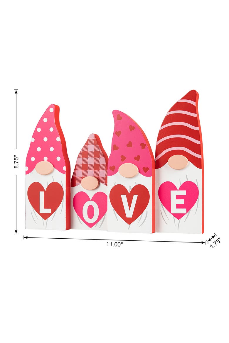 11"L Valentine's Love Wooden Gnome Table Decor, Alternate, color, Red