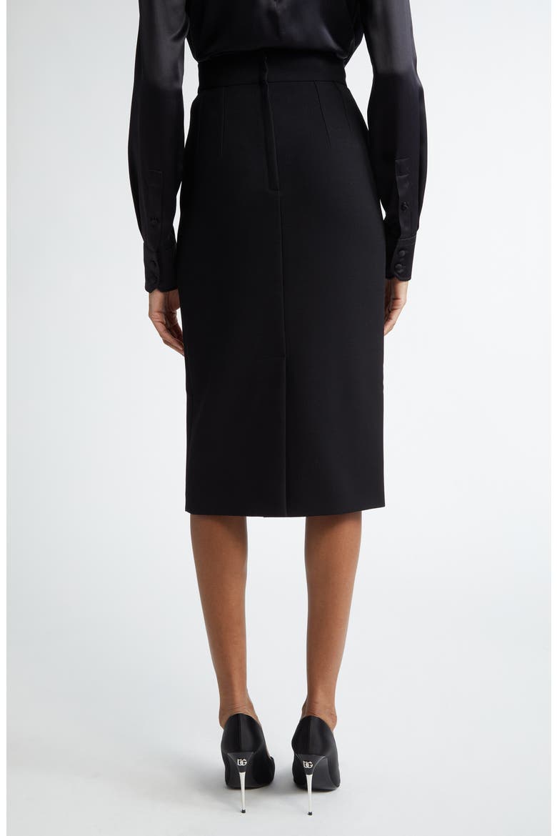 Virgin Wool Stretch Gabardine Skirt, Alternate, color, NERO