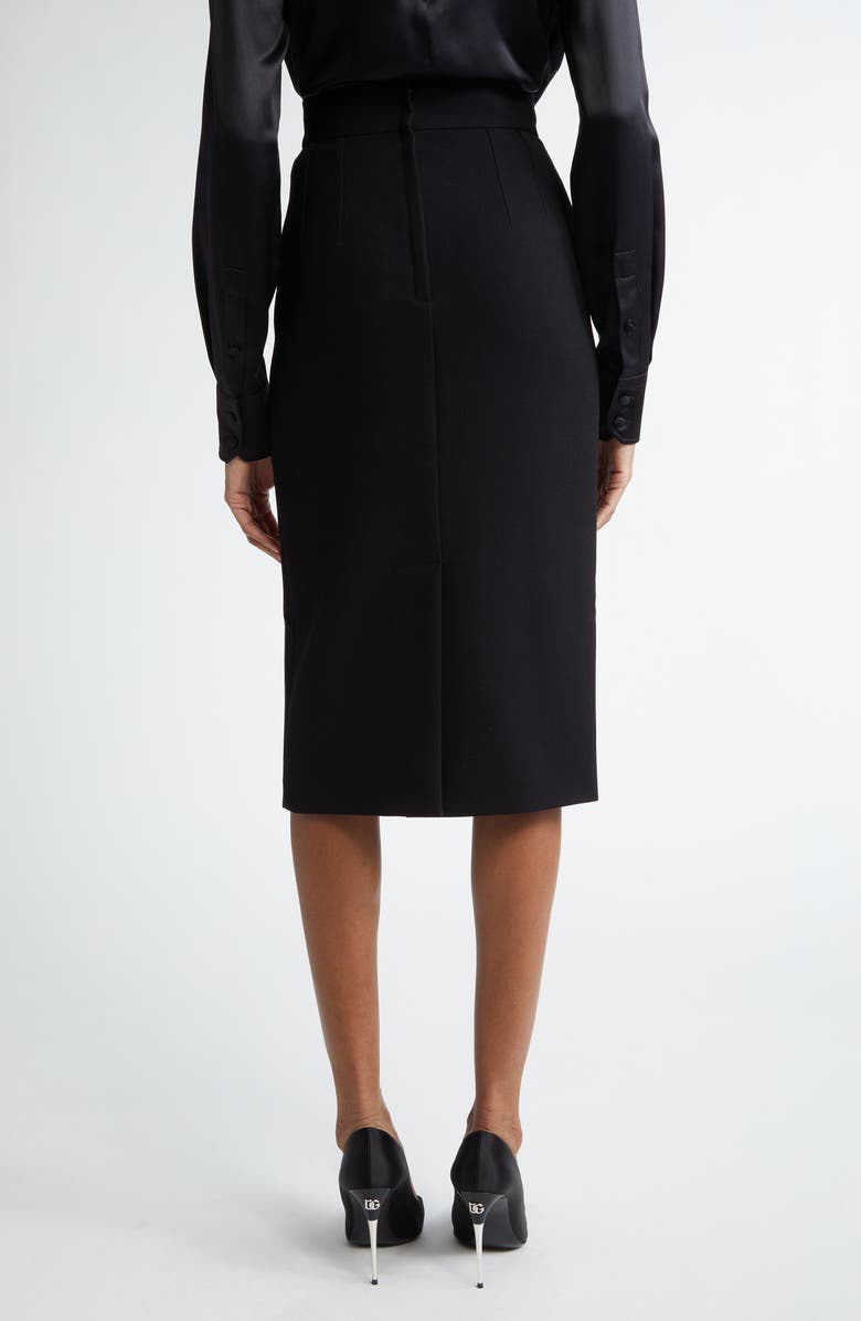 Dolce&Gabbana Virgin Wool Stretch Gabardine Skirt, Alternate, color, Nero