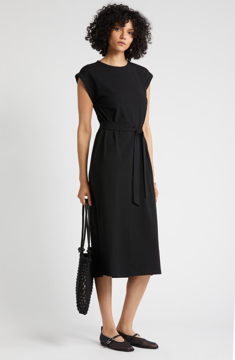 Nordstrom Tie Waist Stretch Cotton Knit Dress, Alternate, color, 