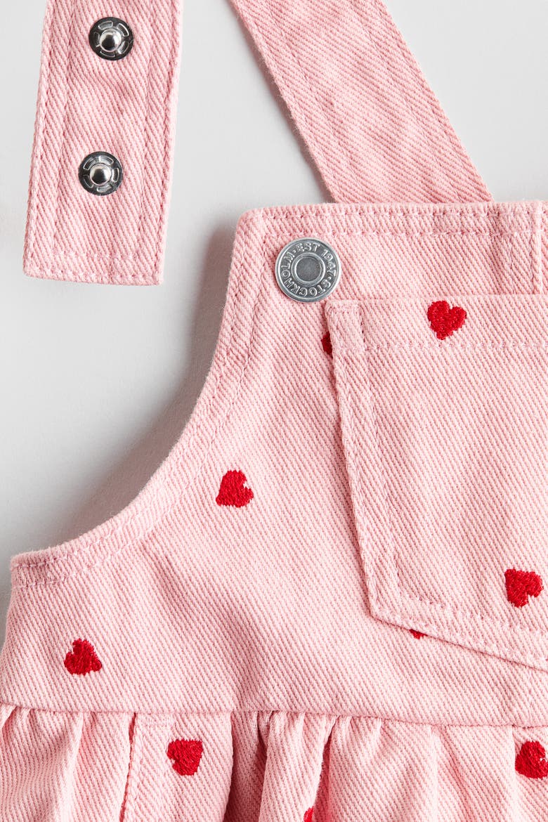 2-Piece Overall Dress And Top Set, Alternate, color, Light pink/hearts