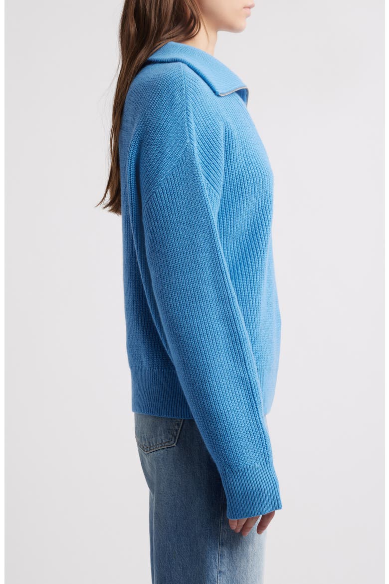 Quarter Zip Merino Wool & Cotton Sweater, Alternate, color, BLUE PARISIAN