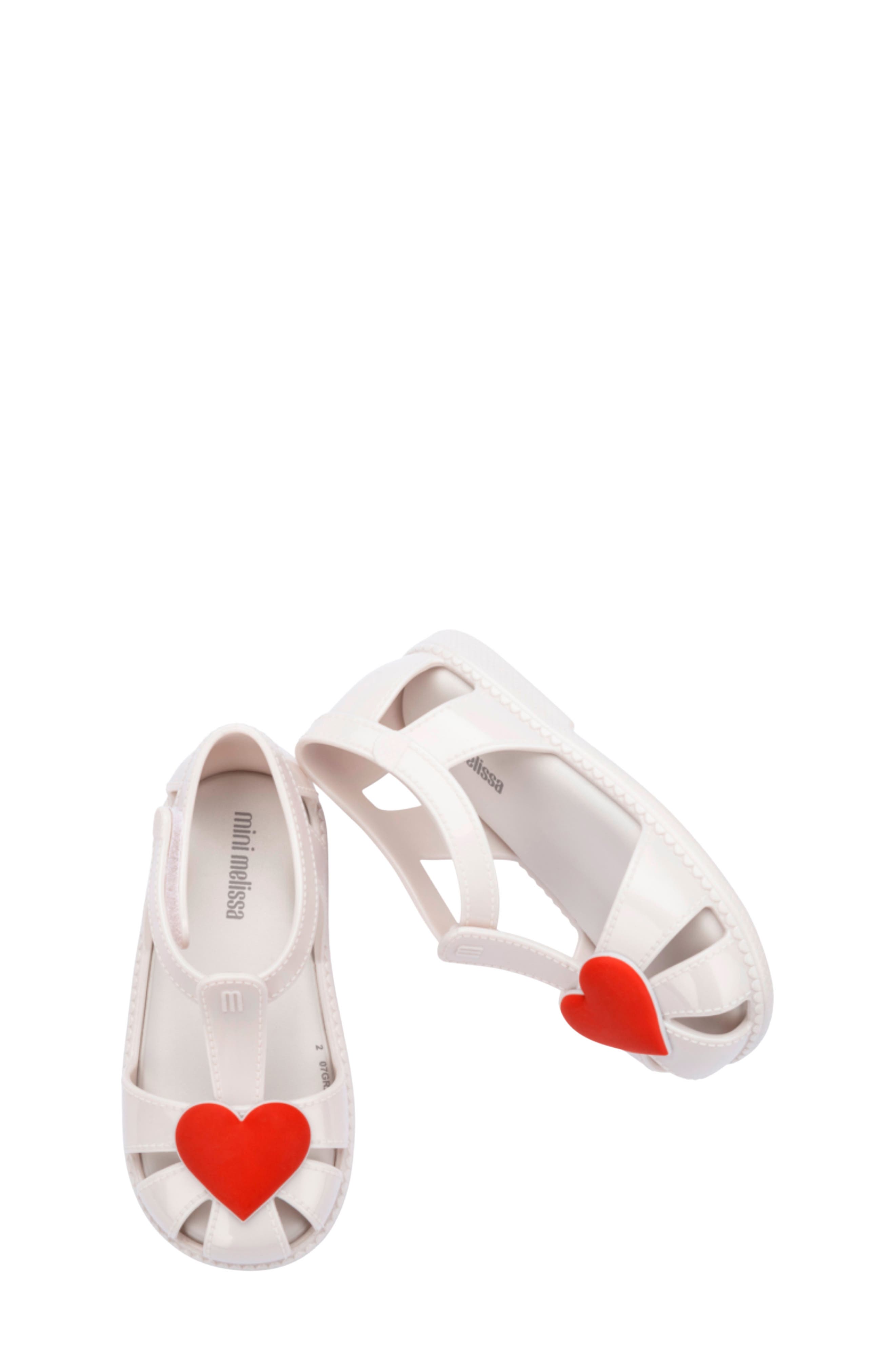 Mini Melissa Kids' Hip Heart Sandal, Alternate, color, White Metallic