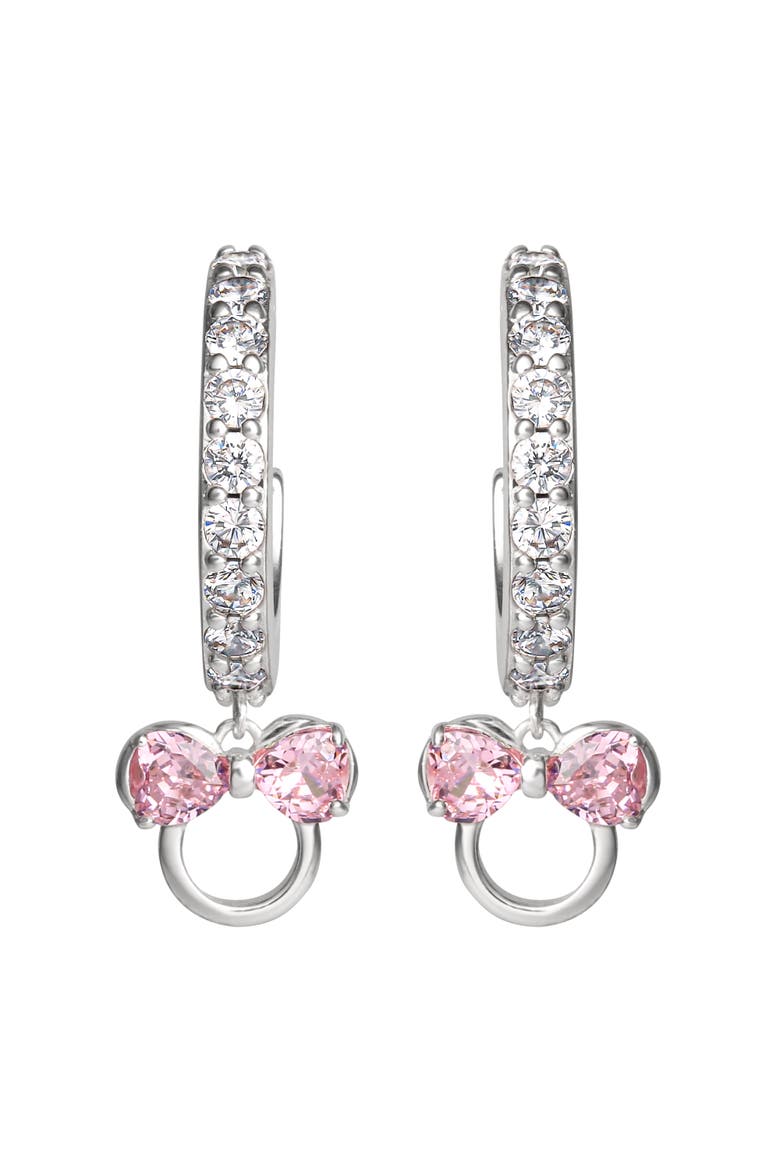 Cubic Zirconia Hoop Earrings, Alternate, color, Silver, pink