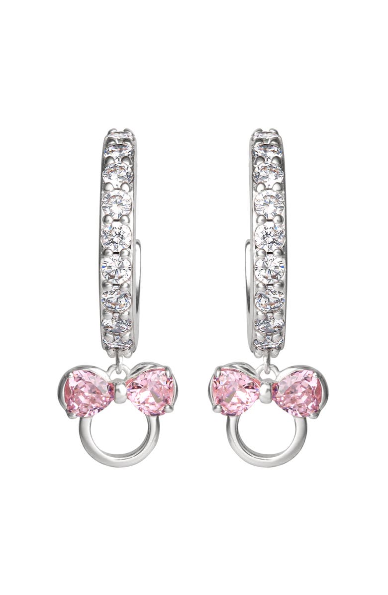 Disney Cubic Zirconia Hoop Earrings, Alternate, color, Silver, Pink