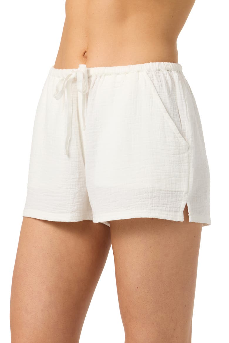 Brenda Cotton Gauze Shorts, Alternate, color, WHITE