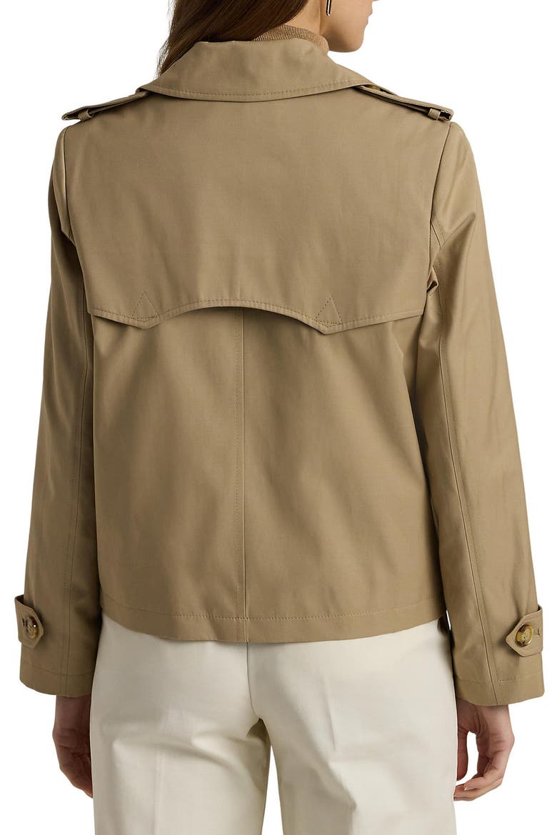 Short Cotton Blend Trench Coat, Alternate, color, BIRCH TAN