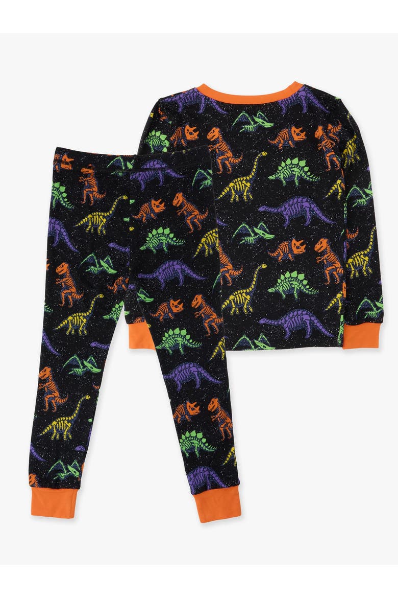 Glow In The Dark Long Sleeve Pajama Set, Alternate, color, Black