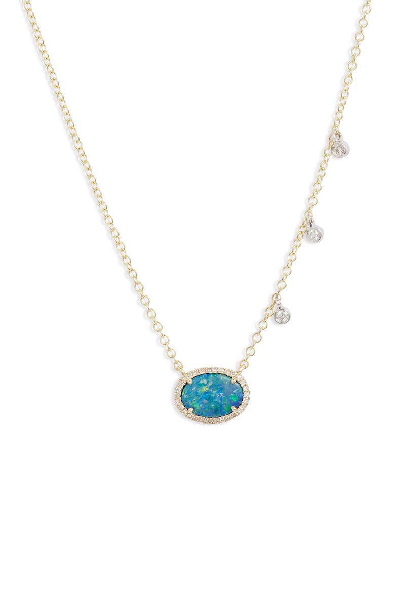 Opal & Diamond Necklace, Main, color, YELLOW GOLD