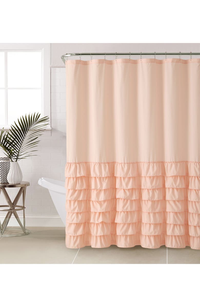 VCNY HOME Pink Melanie Ruffle Shower Curtain, Main, color, 