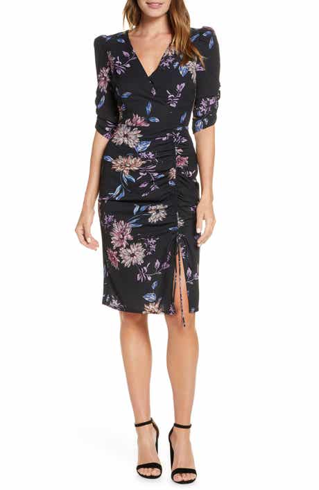 Floral Ruched Crepe Dress