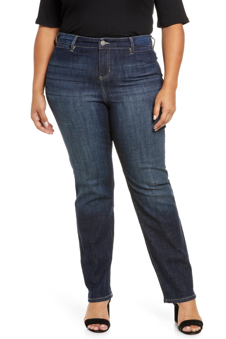 Kennedy Welt Pocket High Waist Straight Leg Jeans, Main, color, CASTLE