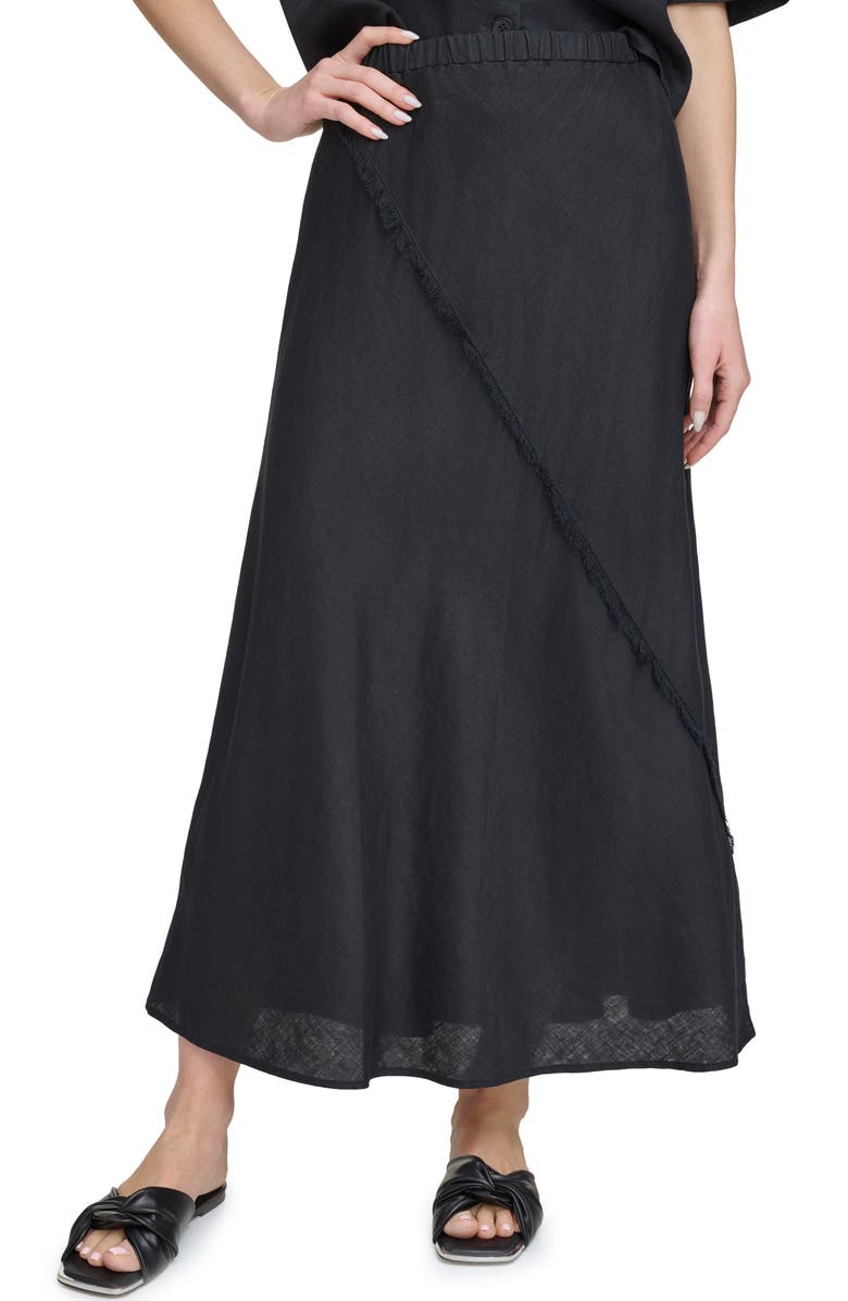DKNY Linen Midi Skirt, Main, color,