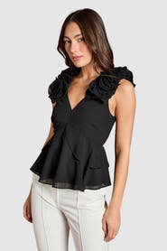 Coast Floral Chiffon V-Neck Peplum Top
