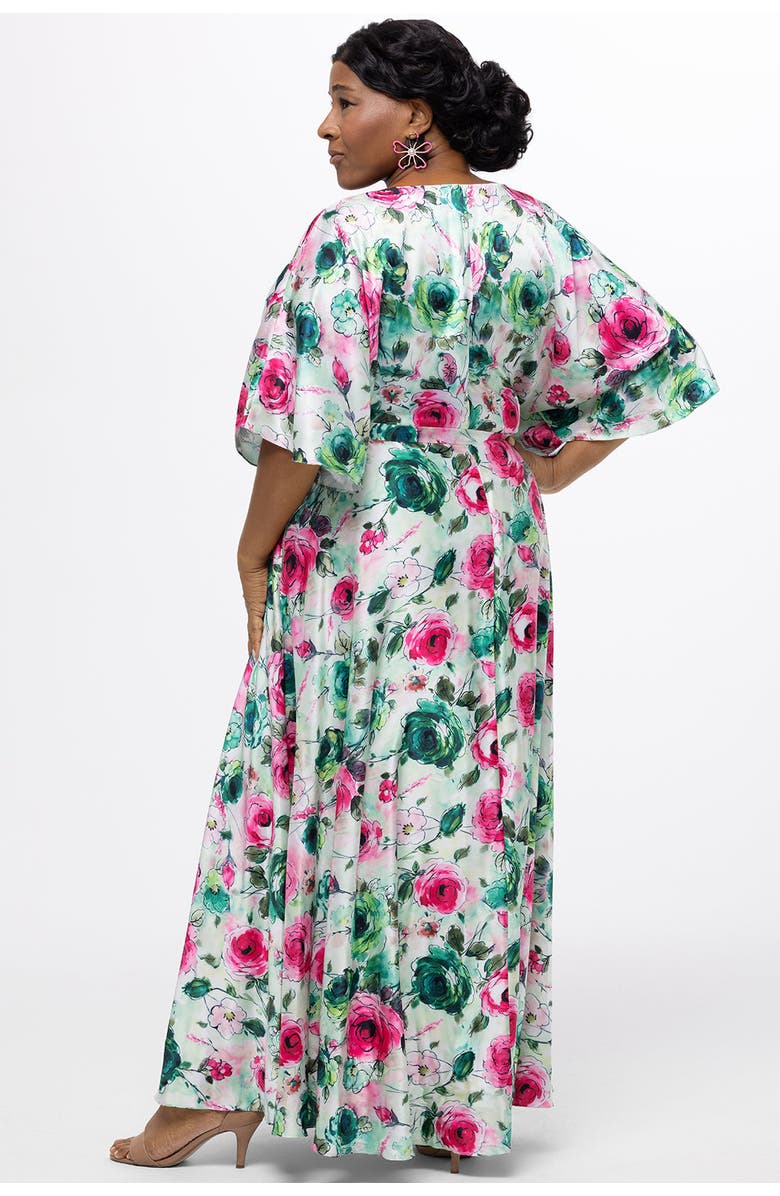 Celebrations by Sydney's Closet Flowy Floral V-Neck Plus Size Gown, Alternate, color, Floral
