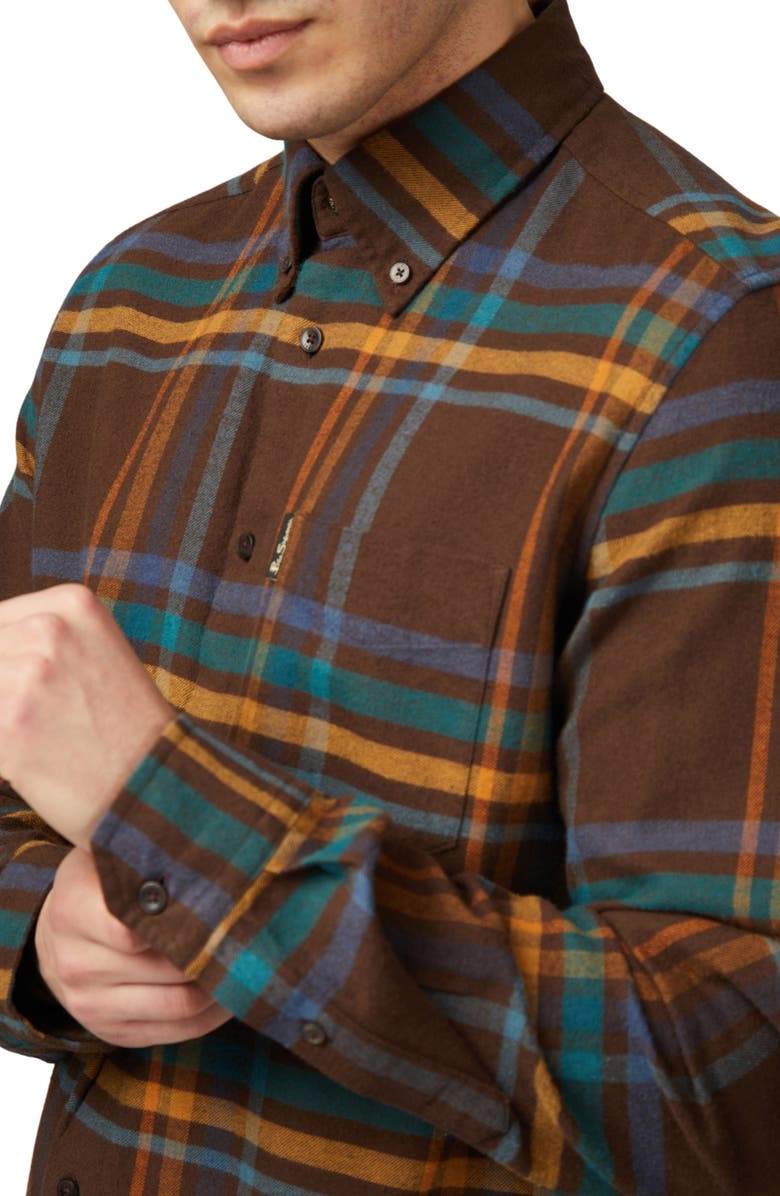 Ben Sherman Oversize Plaid Cotton Blend Flannel Button-Down Shirt, Alternate, color, 
