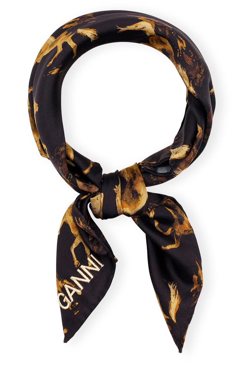 Silk Twill Scarf, Main, color, BLACK