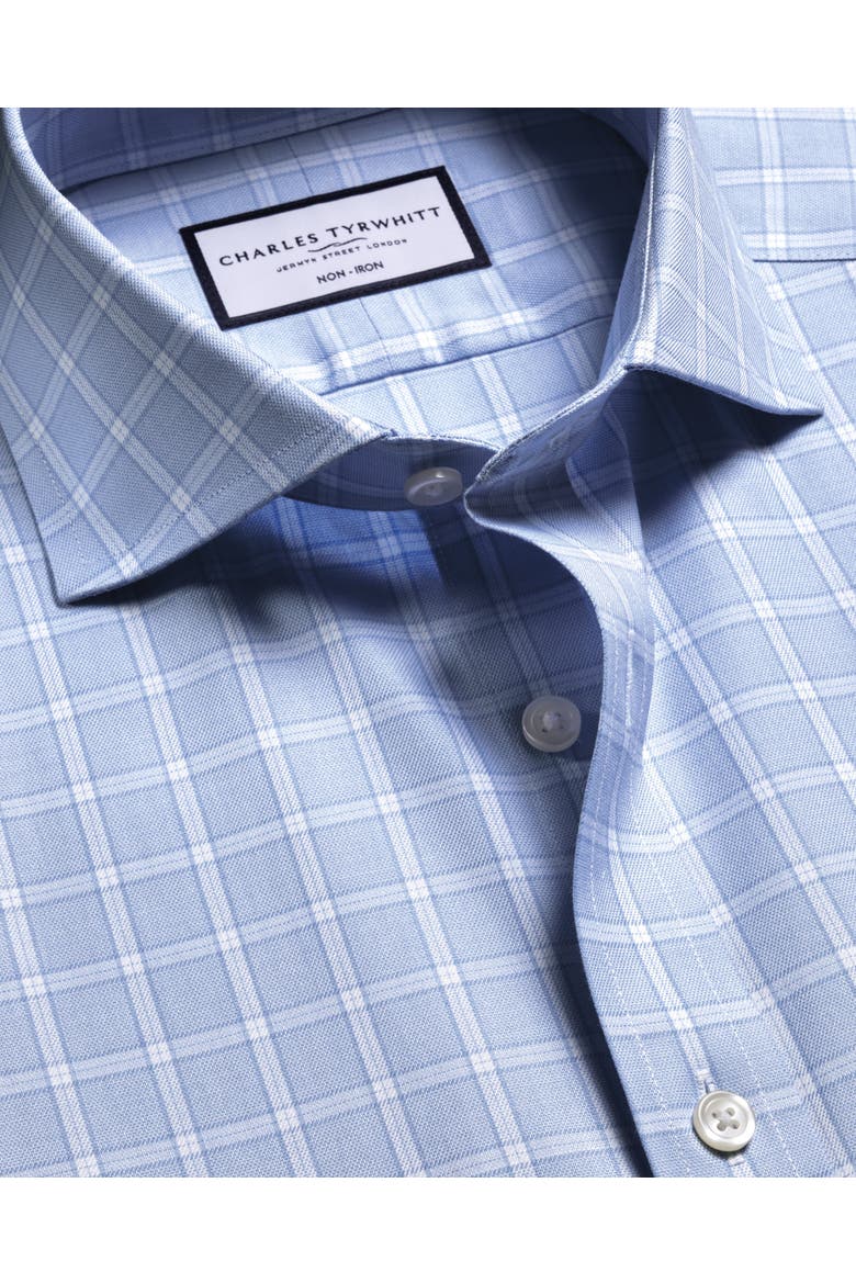 Non-Iron Twill Check Shirt, Alternate, color, Sky Blue