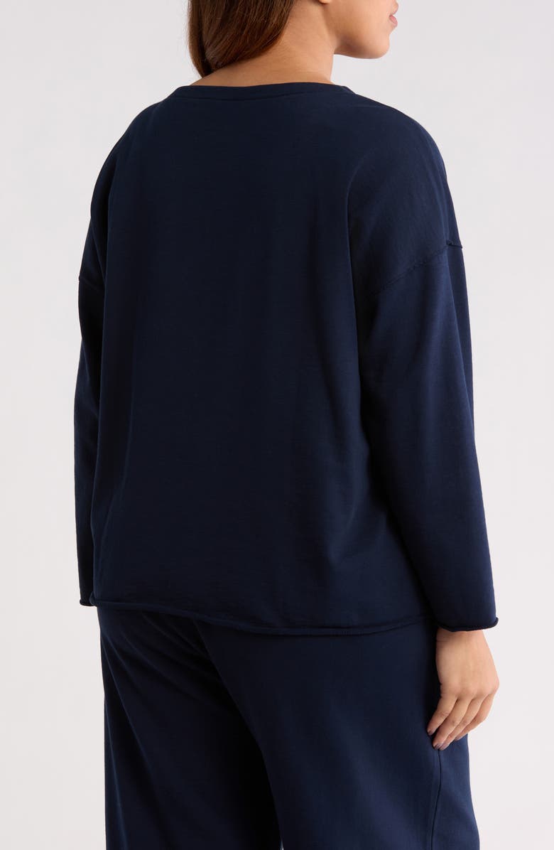 Eileen Fisher Bateau Neck Organic Cotton Sweatshirt, Alternate, color, Ink