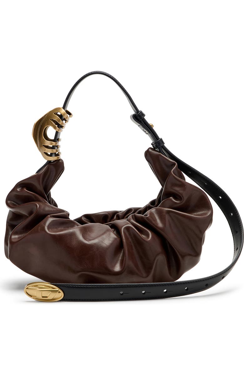 DIESEL<sup>®</sup> Grab-D-Small Scrunched Hobo Bag, Main, color, Chocolate
