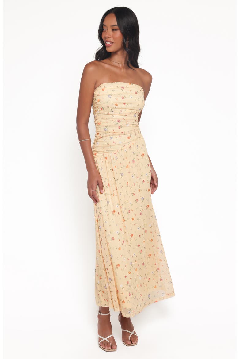 Calypso Floral Strapless Maxi Dress, Alternate, color, YELLOW MEADOW