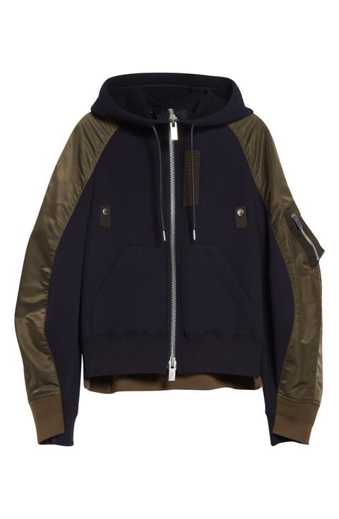 Sponge Sweat x Nylon Twill Full Zip Hoodie