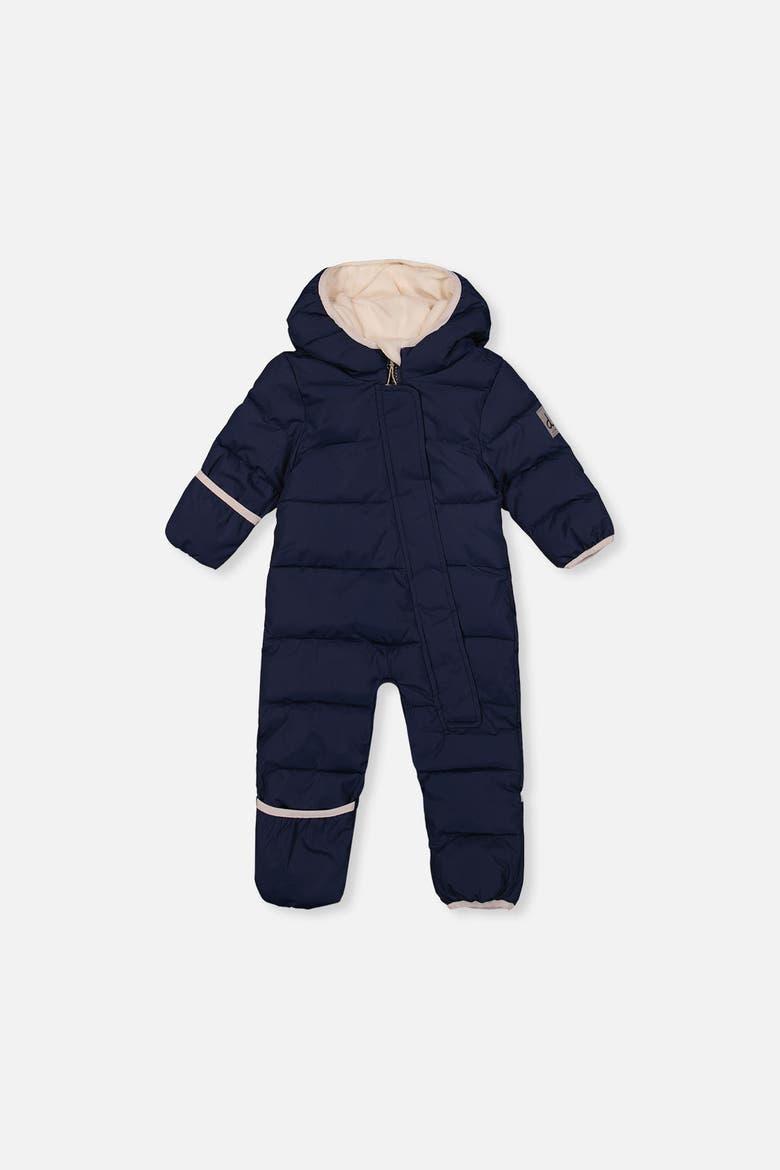 Quilted Fold-Over Mittens One Piece Snowsuit, Main, color, Dark Blue