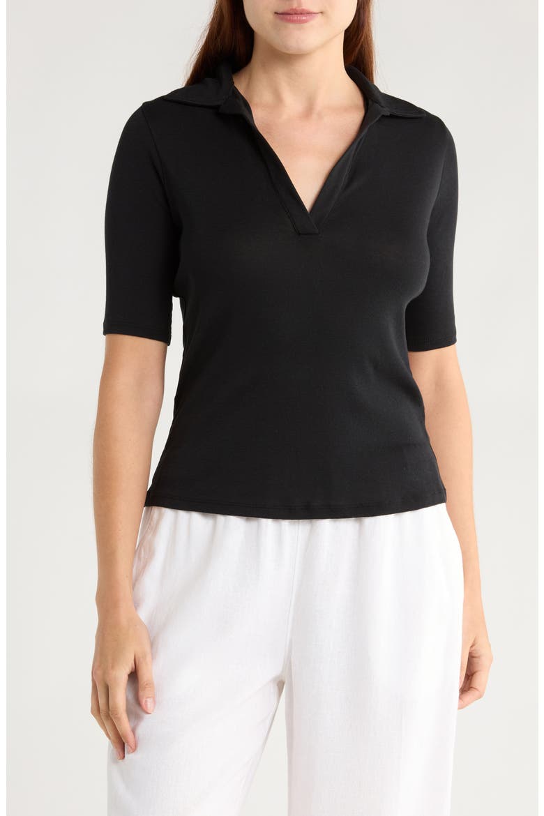 Elbow Sleeve Polo, Main, color, BLACK