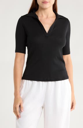 Vince Elbow Sleeve Polo in BLACK · Top from Nordstrom Rack in a $142.90 outfit