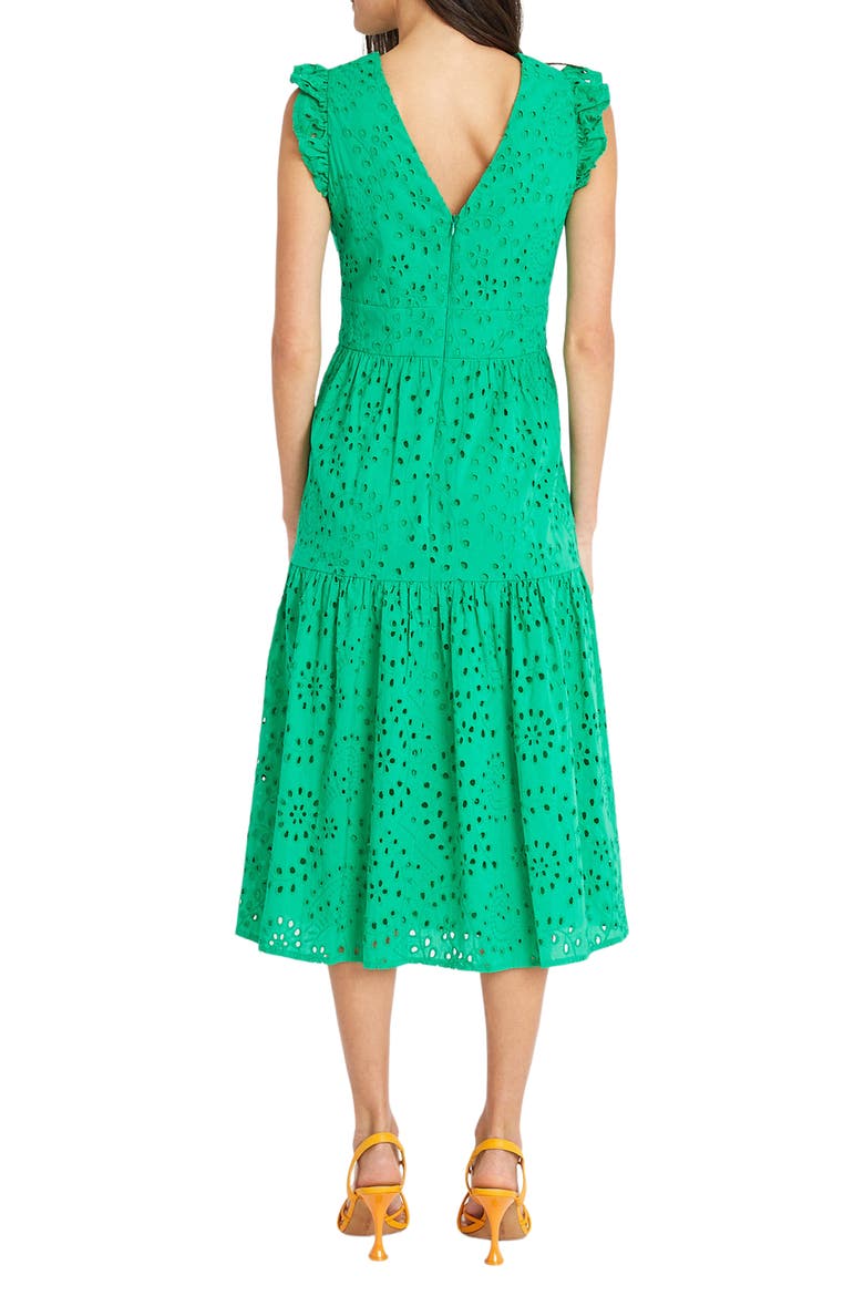 Cotton Eyelet Tiered Midi Dress, Alternate, color, DEEP MINT