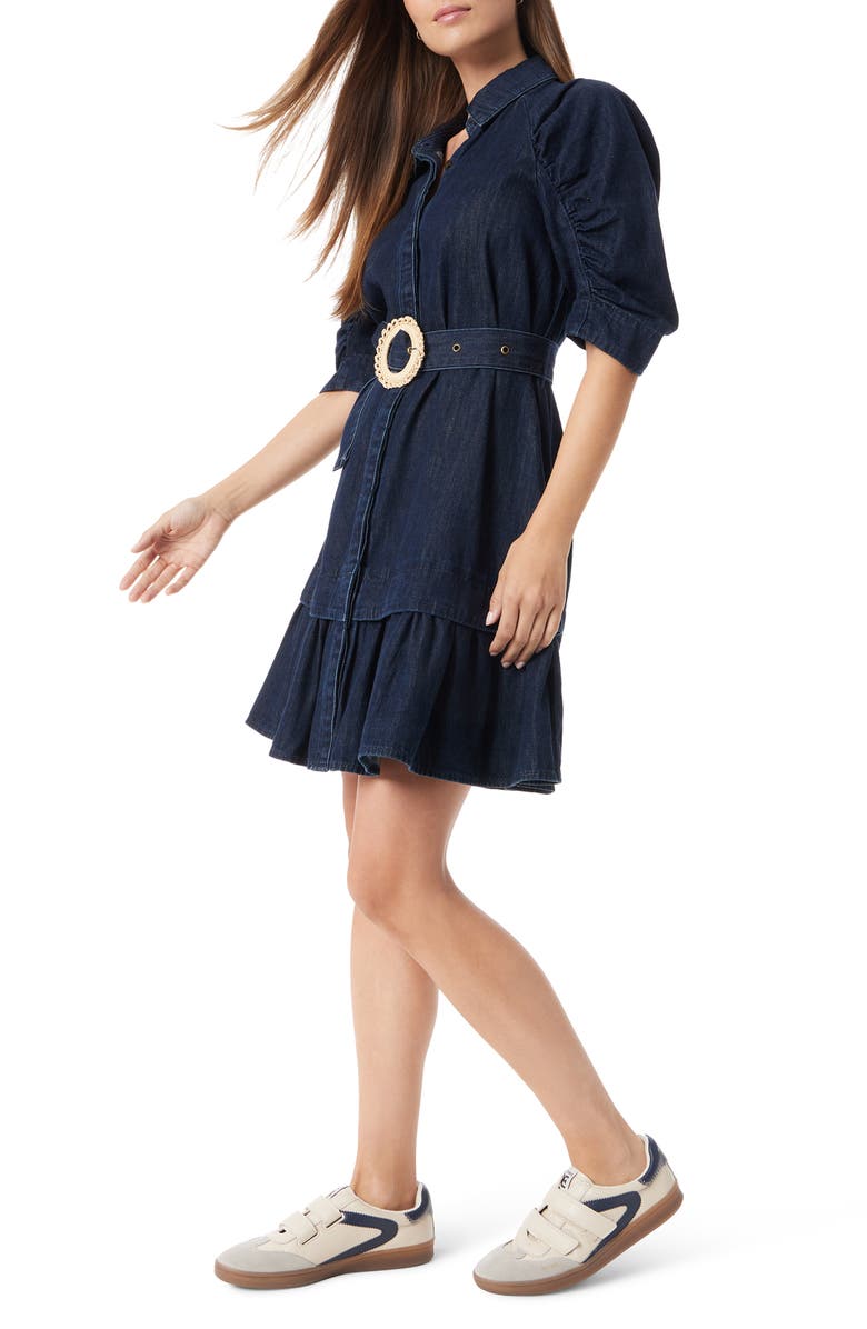 Sam Edelman Belted Denim Minidress, Alternate, color, Rinse