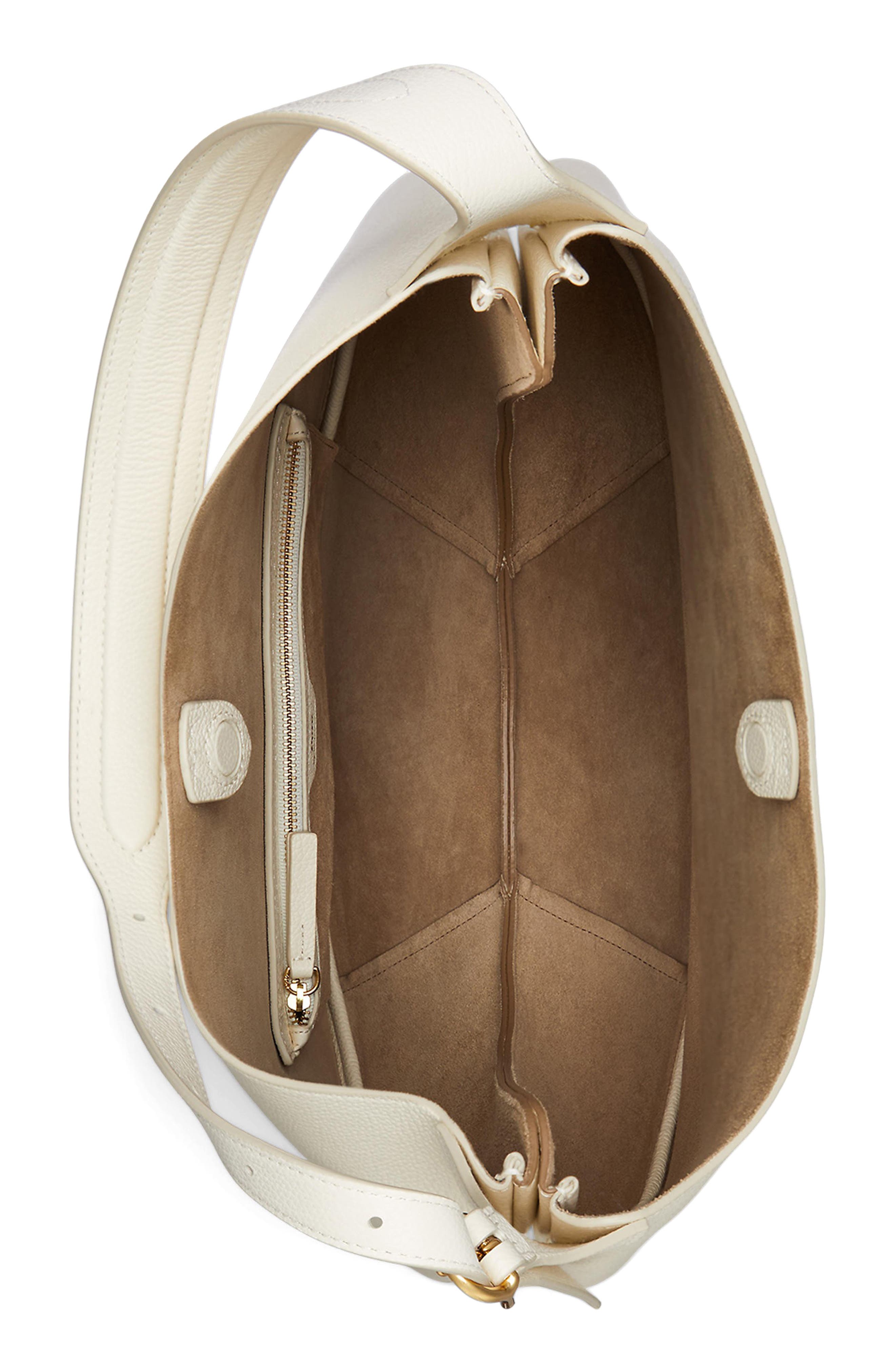 Polo Ralph Lauren Small Polo ID Leather Shoulder Bag, Alternate, color, Ivory